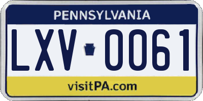 PA license plate LXV0061