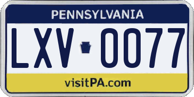 PA license plate LXV0077