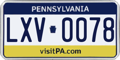 PA license plate LXV0078
