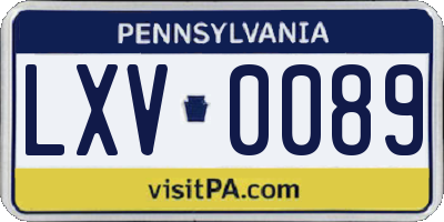 PA license plate LXV0089