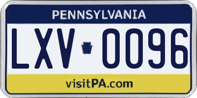 PA license plate LXV0096