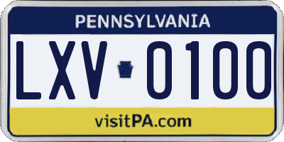 PA license plate LXV0100