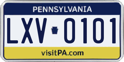 PA license plate LXV0101