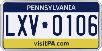 PA license plate LXV0106