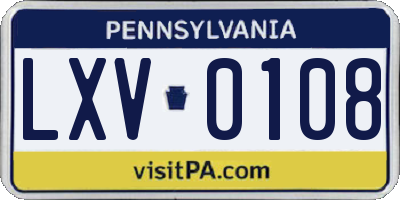 PA license plate LXV0108