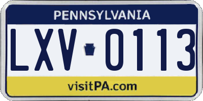 PA license plate LXV0113