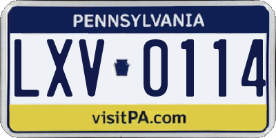 PA license plate LXV0114