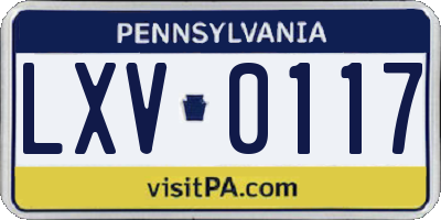 PA license plate LXV0117