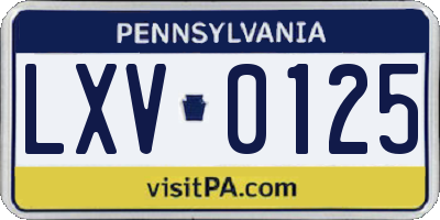 PA license plate LXV0125