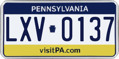 PA license plate LXV0137