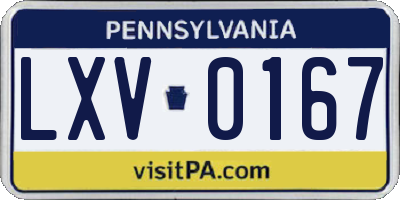 PA license plate LXV0167