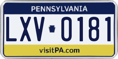PA license plate LXV0181