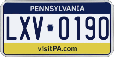 PA license plate LXV0190