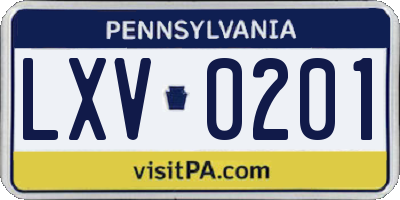 PA license plate LXV0201