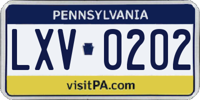 PA license plate LXV0202