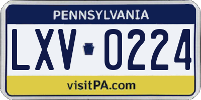 PA license plate LXV0224