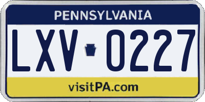 PA license plate LXV0227