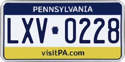 PA license plate LXV0228