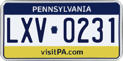 PA license plate LXV0231