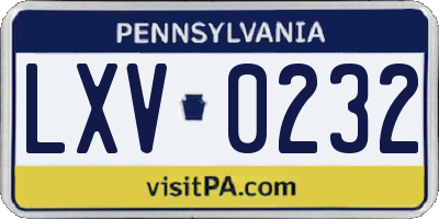 PA license plate LXV0232