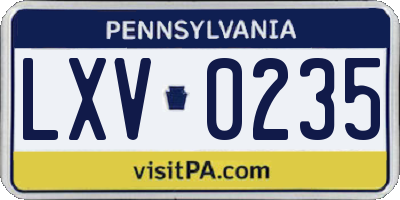 PA license plate LXV0235