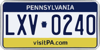 PA license plate LXV0240