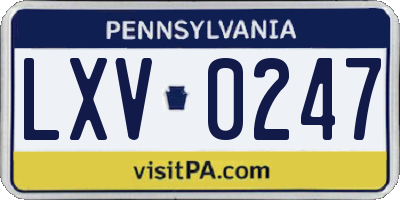 PA license plate LXV0247