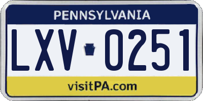 PA license plate LXV0251