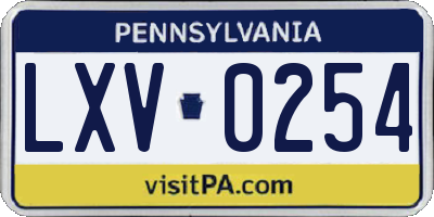 PA license plate LXV0254