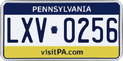 PA license plate LXV0256