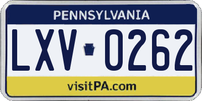 PA license plate LXV0262