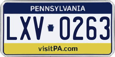 PA license plate LXV0263