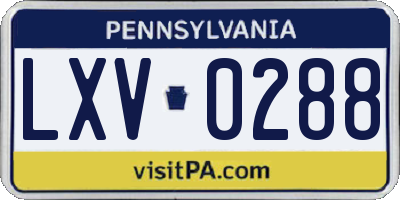 PA license plate LXV0288