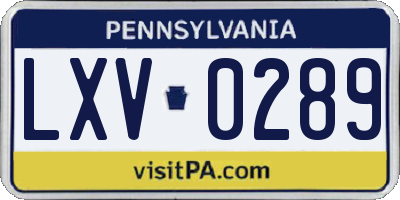 PA license plate LXV0289