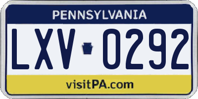 PA license plate LXV0292