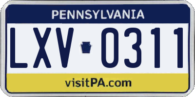 PA license plate LXV0311
