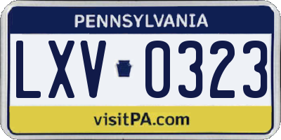 PA license plate LXV0323