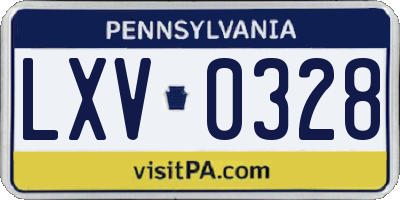PA license plate LXV0328