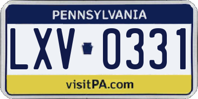 PA license plate LXV0331