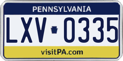 PA license plate LXV0335