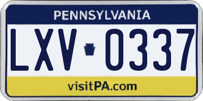PA license plate LXV0337