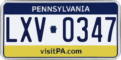 PA license plate LXV0347