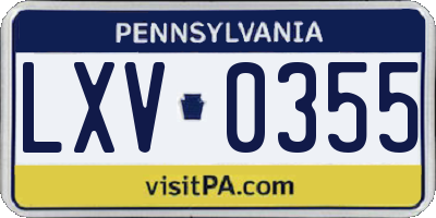 PA license plate LXV0355