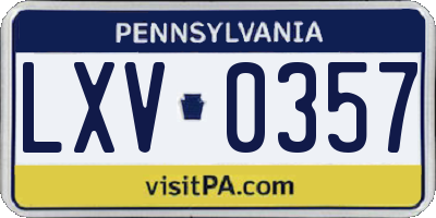 PA license plate LXV0357