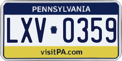 PA license plate LXV0359