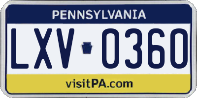 PA license plate LXV0360