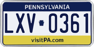 PA license plate LXV0361