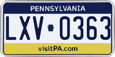 PA license plate LXV0363