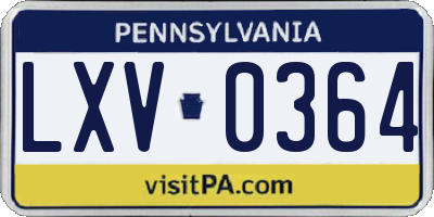 PA license plate LXV0364