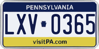 PA license plate LXV0365